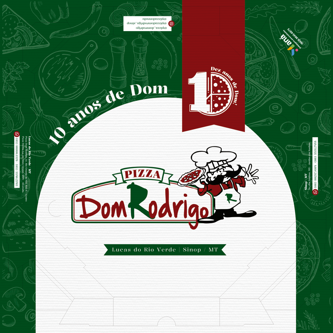 Layout de embalagem personalizada — Pizza Dom Rodrigo